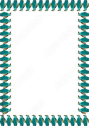 Penguin childish frame print. Nursery simple art design with empty space for your text. Baby shower design