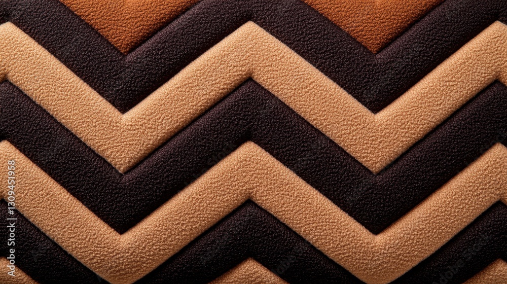 Fototapeta premium Copper and Tan Chevron Tweed with Suede Texture. A rich copper shade paired with tan, finished in a soft suede texture that adds depth and comfort.