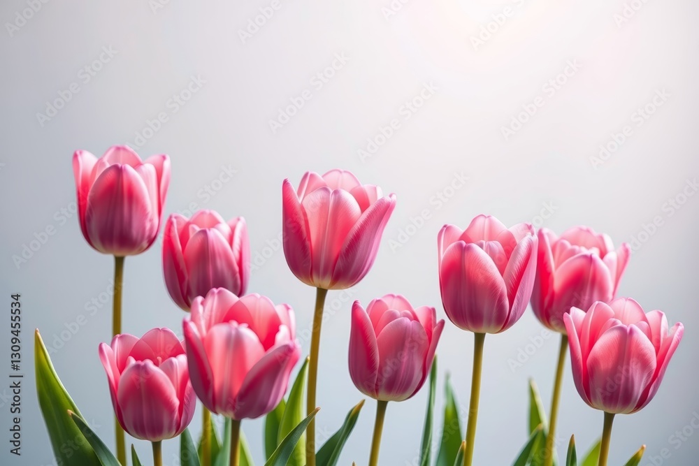 Fototapeta premium there are many pink tulips in a vase on a table