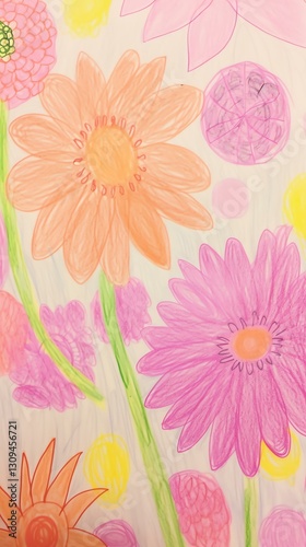 Hand-Drawn Floral Bouquet: Cute Anime Style Flowers
