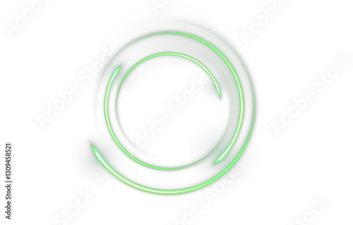 PNG circle with neon line creating a circular frame and round portal. An abstract background featuring a glowing ring with a radiant twirl and smooth curve. Glare vector effect with light astral beam 