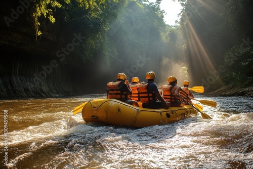 white water rafting adventure through a jungle