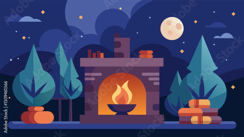 The warmth of the fire providing comfort and clarity to a wandering mind.. Vector illustration