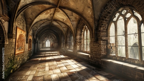 Fantasy medieval gallery in the castle.