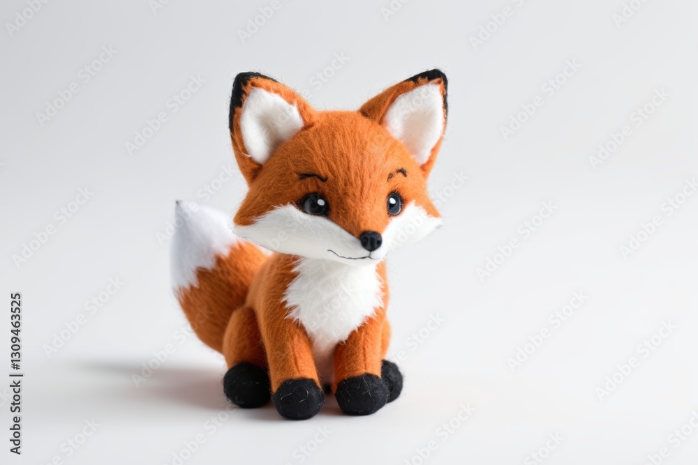 there is a small toy fox sitting on a white surface there is a small toy fox sitting on a white surface