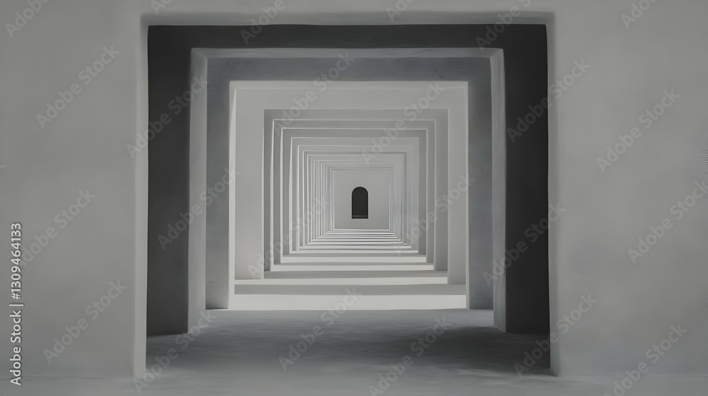 Fototapeta premium Abstract Architecture: Monochromatic Corridor Illustration