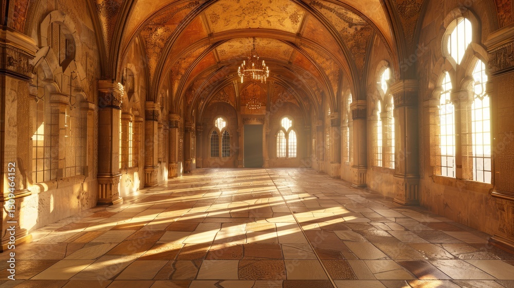 Fantasy medieval Great Hall in the royal palace. Fantasy medieval Great Hall in the royal palace.
