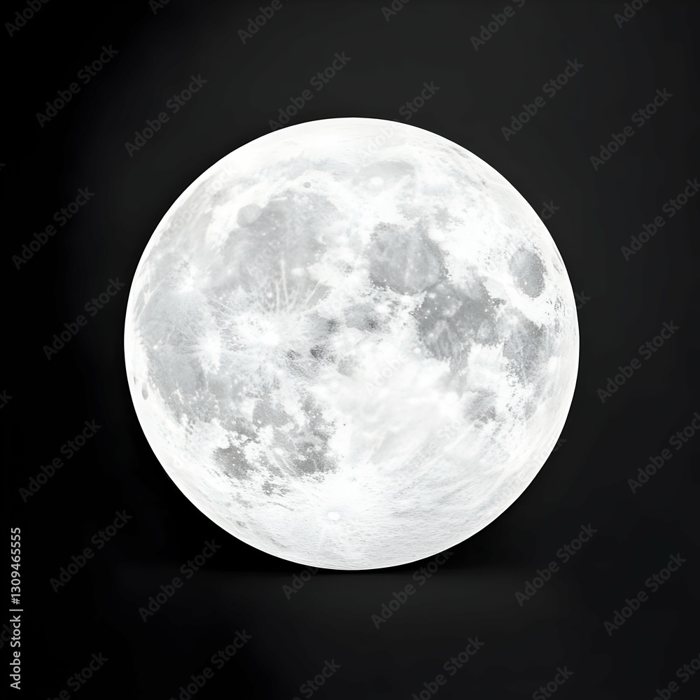 Obraz premium Full Moon Realistic Image, Night Sky Background
