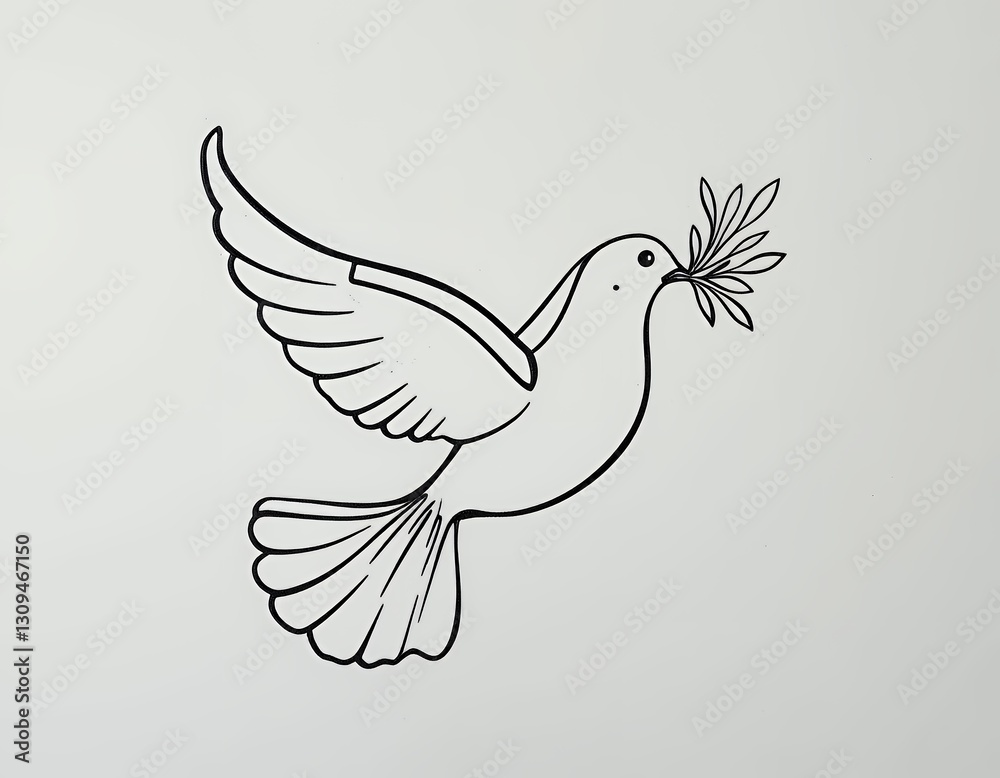 Obraz premium Dove flying with olive branch symbol for peace and hope design