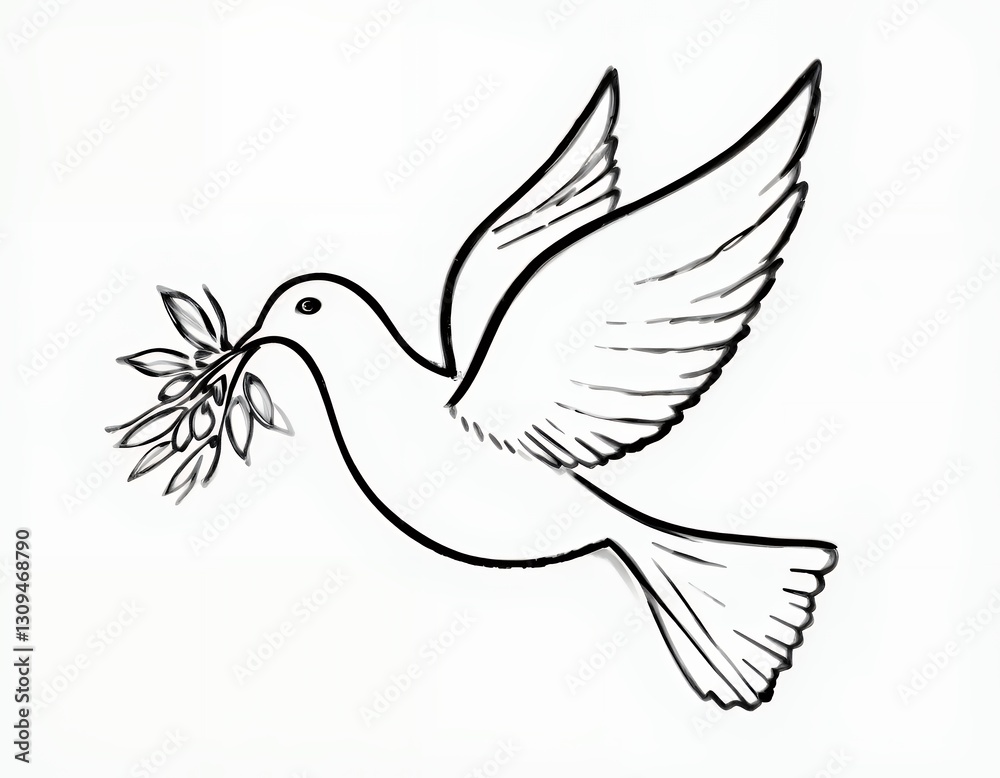 Fototapeta premium Dove Flying with Olive Branch Symbolizing Peace and Hope Design