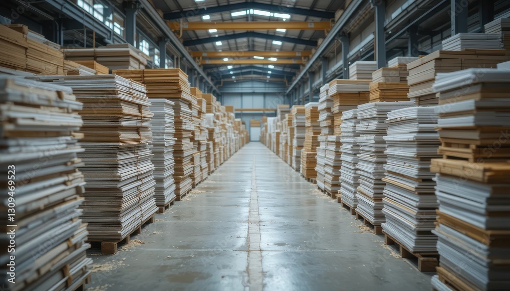 Fototapeta premium Efficient logistics operations warehouse inventory management industrial setting aisle view supply chain optimization