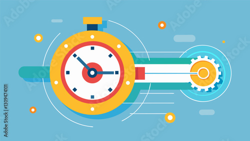 The watch movement is powered by kinetic energy emphasizing the stoic belief in taking action and living purposefully.. Vector illustration