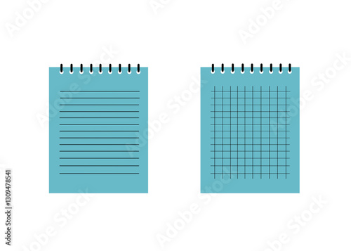 lined blue page notebook isolated on white background