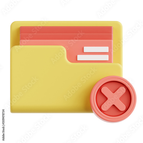 Rejected Folder 3D Icon Illustration