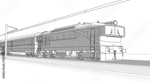 modern train locomotive 3D illustration