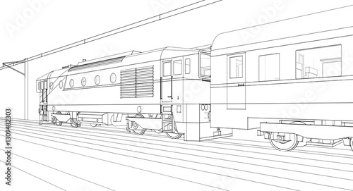 modern train locomotive 3D illustration