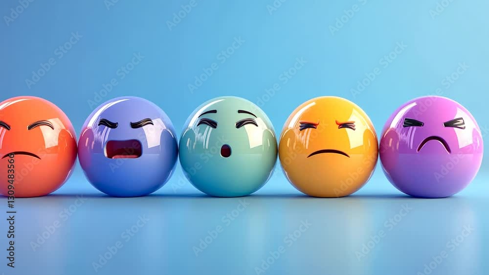 A Row of Colorful Emojis Expressing a Spectrum of Emotions