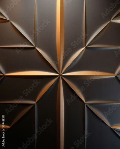 sleek, modern geometric pattern in gold and black tones | generative AI