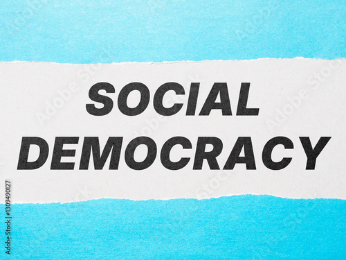 Foto social democracy title text on torn cardboard background