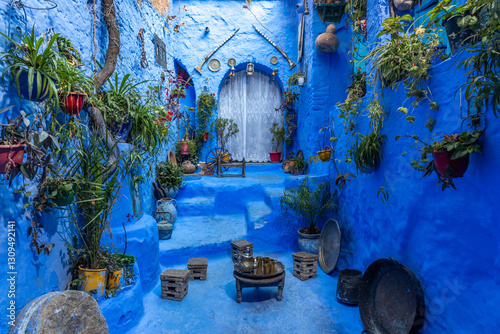 Chefchaouen or Chaouen. The blue city in Morocco. Famous for its blue-washed buildings