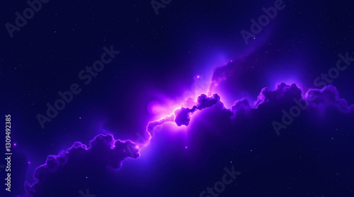  vast interstellar nebula glowing in vibrant purple, blue, and pink, surrounded by distant stars | generative AI