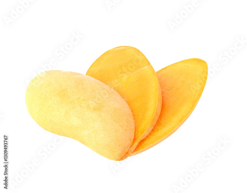 mangoes cut in half slices on transparent png