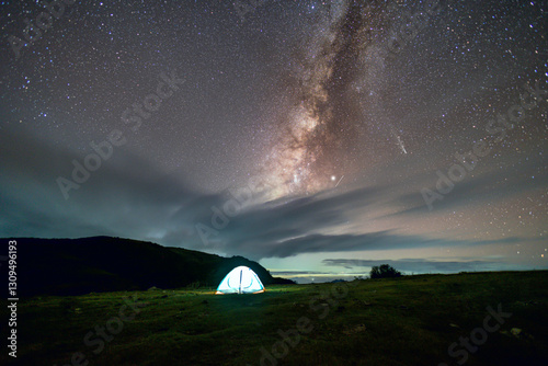 kometa, Tsuchinshan-ATLAS, Tsuchinshan, ATLAS, C, 2023, A3, 2024, october, autumn, tail, long, landscape, wide lens with milkyway Galaxy