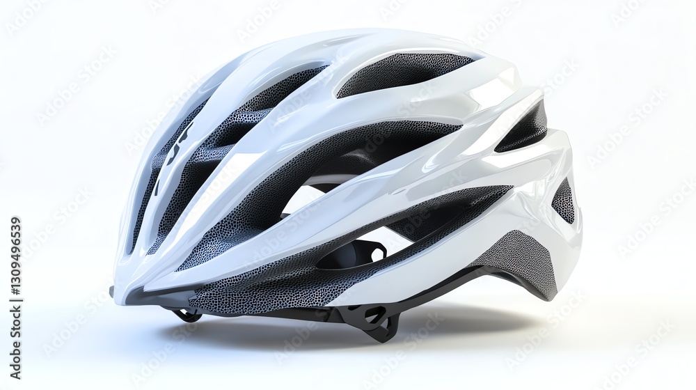 Bicycle helmet, sleek design, white isolate background Bicycle helmet, sleek design, white isolate background