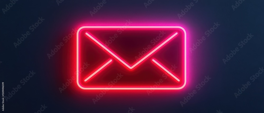 A vibrant neon envelope icon glowing in pink against a dark background, symbolizing email communication and connectivity. A vibrant neon envelope icon glowing in pink against a dark background, symbolizing email communication and connectivity.
