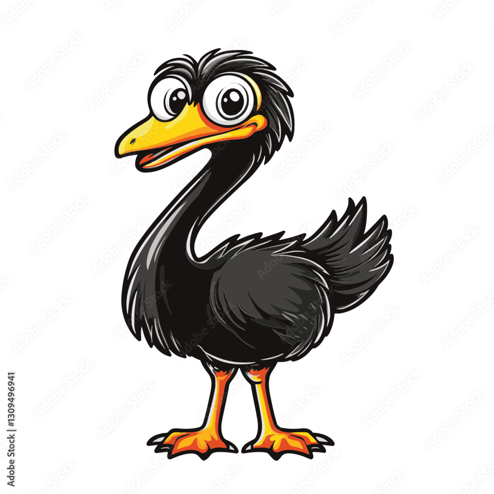 Obraz premium Cassowary, full body, simple vector logo, white background