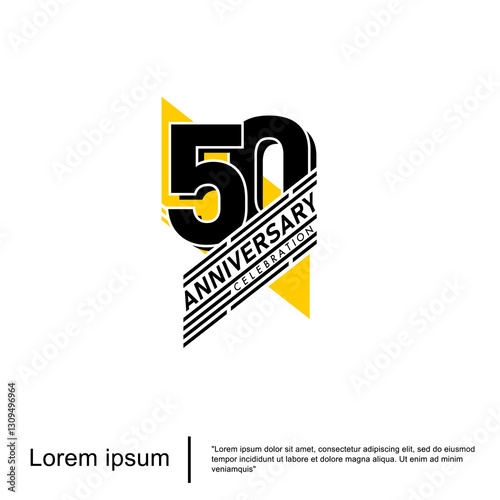 50th years anniversary celebration emblem. anniversary logo isolated with geometric badge on white background. vector illustration template design for web, flyers, poster, greeting card