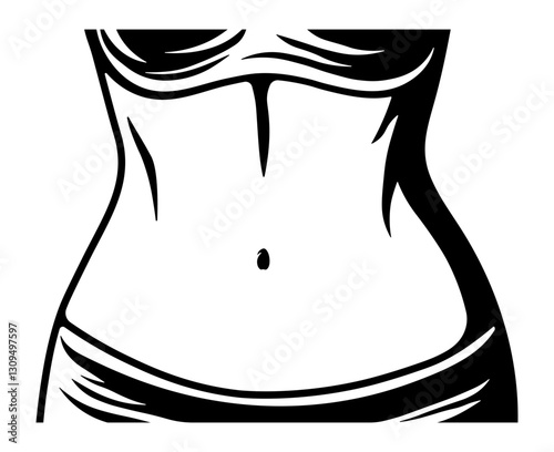 black silhouette of a woman's waist or belly without background