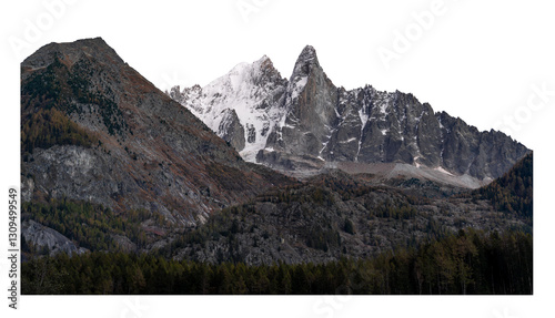 Night shot of Petit Dru north face, Chamonix, France.	
