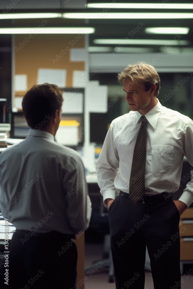 Two businessmen discussing project in conference room. Two businessmen discussing project in conference room.
