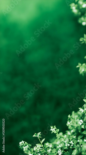 Wallpaper Mural Emerald Green Nature Background with Blooming Flowers Torontodigital.ca