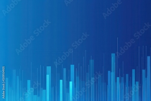 Abstract Blue Background with Vertical Lines and Waves in Design