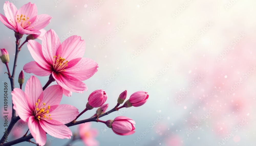 custom made wallpaper toronto digitalDelicate pink watercolor wash, blooming spring flowers , rose, art, pink