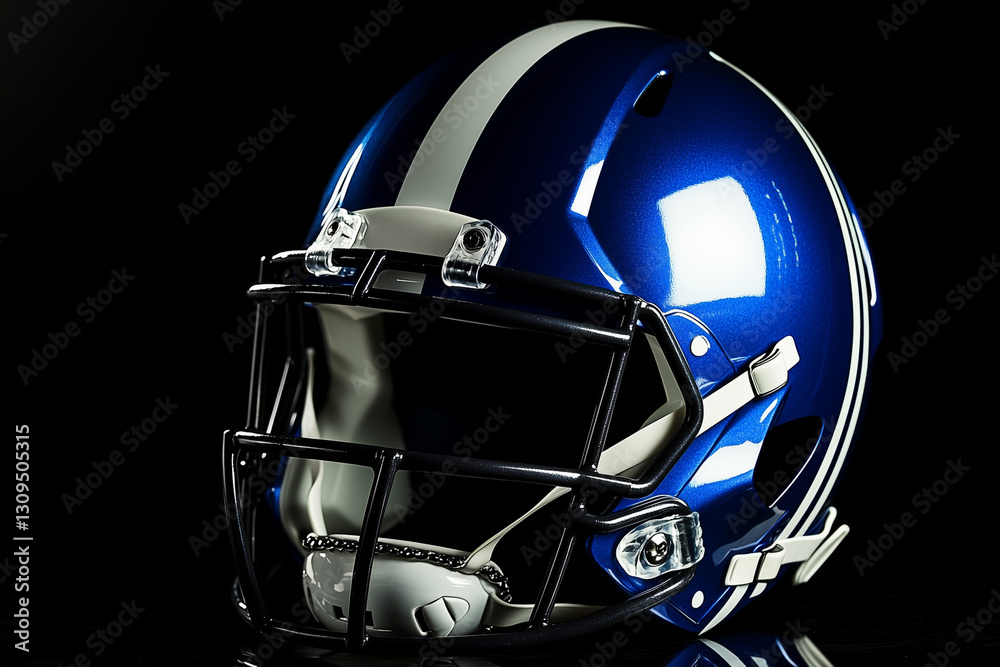 Fototapeta premium Shiny Blue Football Helmet Close-up