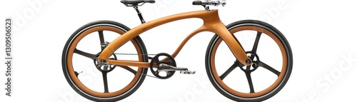 Modern bicycle design in orange color, white isolated background.