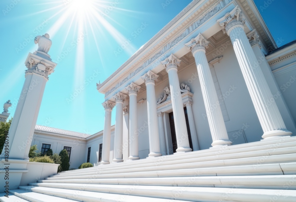 stunning visions majestic neoclassical columns elegantly rising vibrant clear blue sky, architecture, neoclassicism, landmark, structure, symmetry