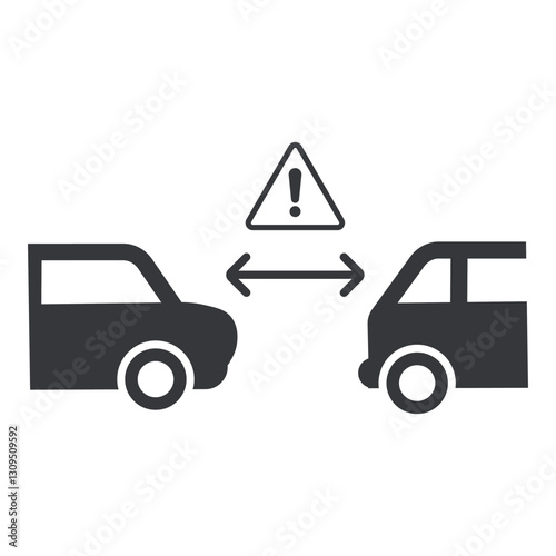 Isolated pictogram of safe distance between cars with an arrow indicator, promoting road safety sign keep safe distance