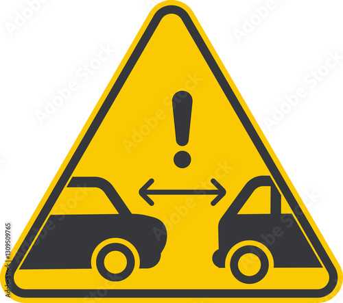 Isolated pictogram of safe distance between cars with an arrow indicator, promoting road safety sign keep safe distance