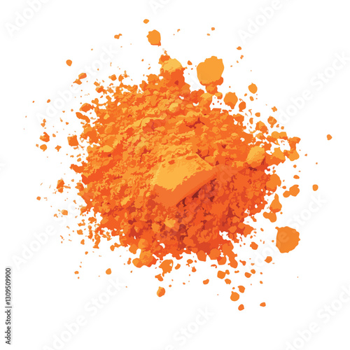 Vibrant Orange Powder Splash Watercolor Isolated on White Background