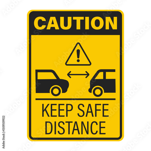 Isolated pictogram of safe distance between cars with an arrow indicator, promoting road safety sign keep safe distance