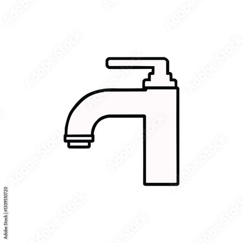 Faucet Vector Drawing of a Modern Faucet: Clean Line Art for Household and Interior Design Themes 