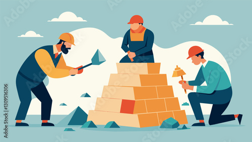 With expert precision the masons sculpt and shape rough stones transforming them into elegant pieces that fit seamlessly into the overall design of. Vector illustration