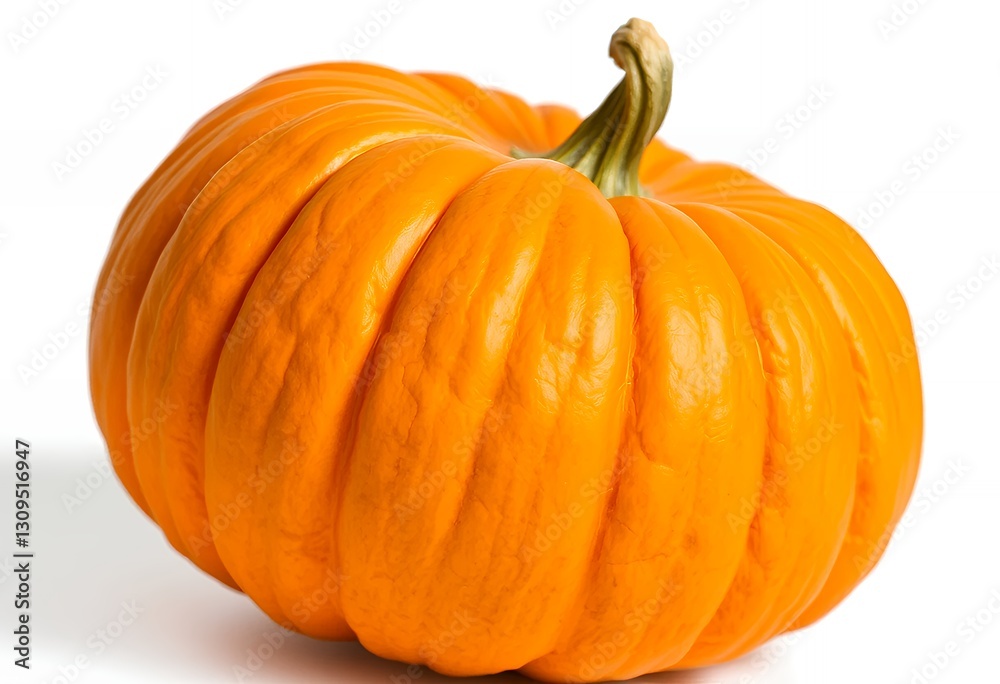 Obraz premium Bright Orange Pumpkin Isolated on White Background for Seasonal Decorations