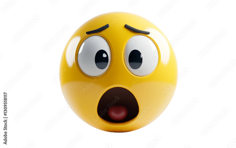 Fototapeta premium A high-quality 3D emoji showcasing a wide-eyed and open-mouthed look of astonishment Isolated on transparent background PNG