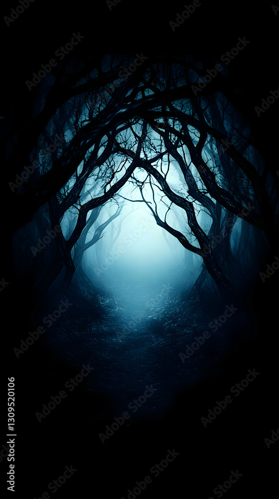 Obraz premium Dark Forest Path Illustration