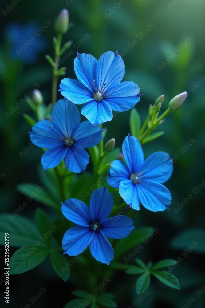 Velvet blue blossoms, lush greenery, dramatic lighting, smooth, nature photography Velvet blue blossoms, lush greenery, dramatic lighting, smooth, nature photography